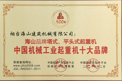 2021年评为起重机十大品牌